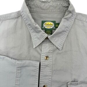 Cabela's Men's‎ Regular Solid Gray Long Sleeve Elbow Pad XL Button Up Outdoor